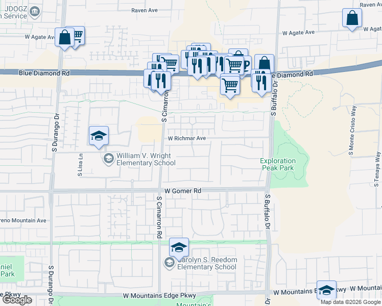 map of restaurants, bars, coffee shops, grocery stores, and more near 8045 Dolce Volpe Avenue in Las Vegas