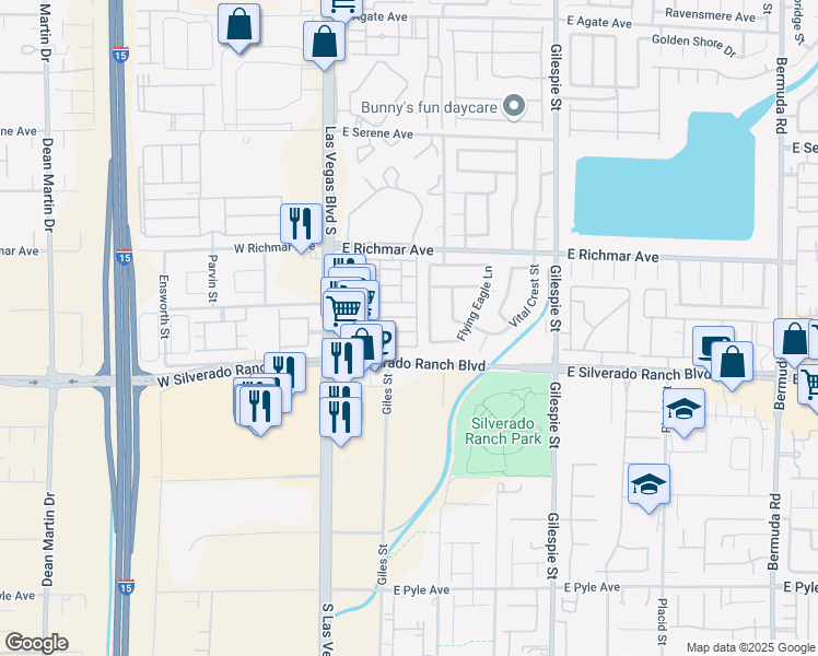 map of restaurants, bars, coffee shops, grocery stores, and more near 70 Belle Ridge Avenue in Las Vegas