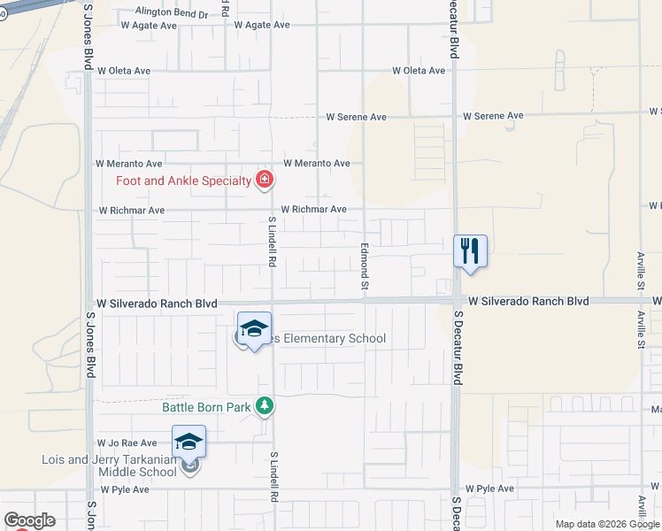 map of restaurants, bars, coffee shops, grocery stores, and more near 9622 Monarch Grove Street in Las Vegas