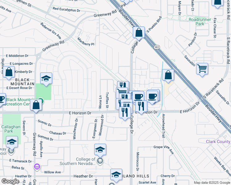 map of restaurants, bars, coffee shops, grocery stores, and more near 426 Riverton Road in Henderson