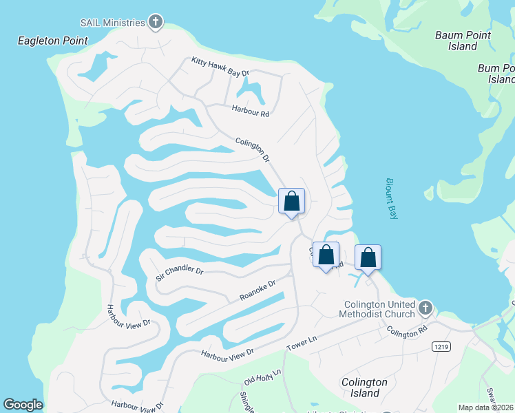 map of restaurants, bars, coffee shops, grocery stores, and more near 213 Soundview Drive in Kill Devil Hills