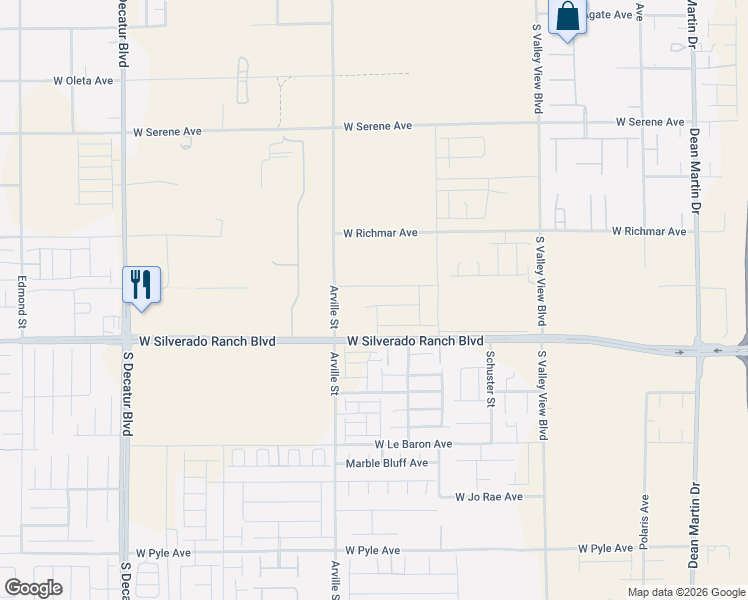 map of restaurants, bars, coffee shops, grocery stores, and more near 4290 Yucca Brevi Avenue in Las Vegas