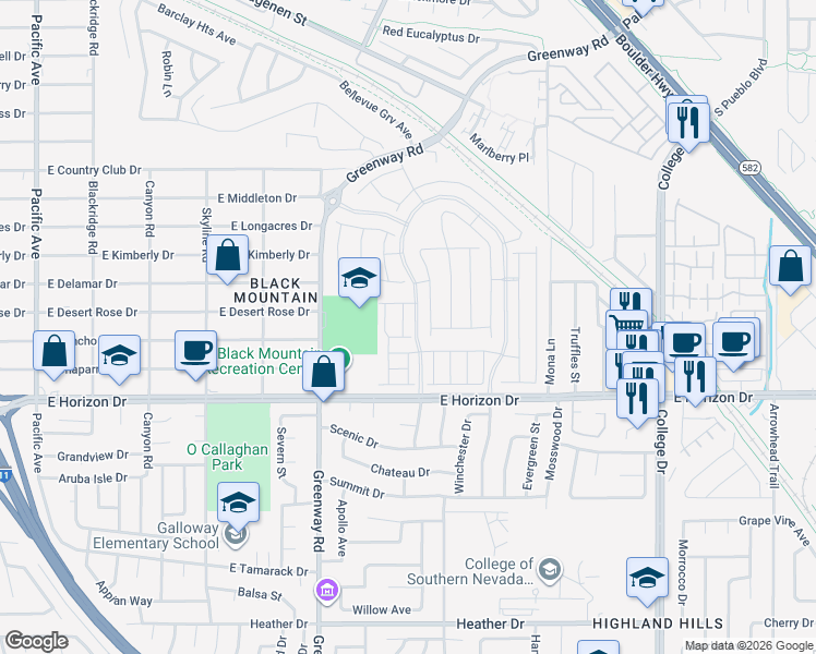 map of restaurants, bars, coffee shops, grocery stores, and more near 334 Laurel Peak Drive in Henderson