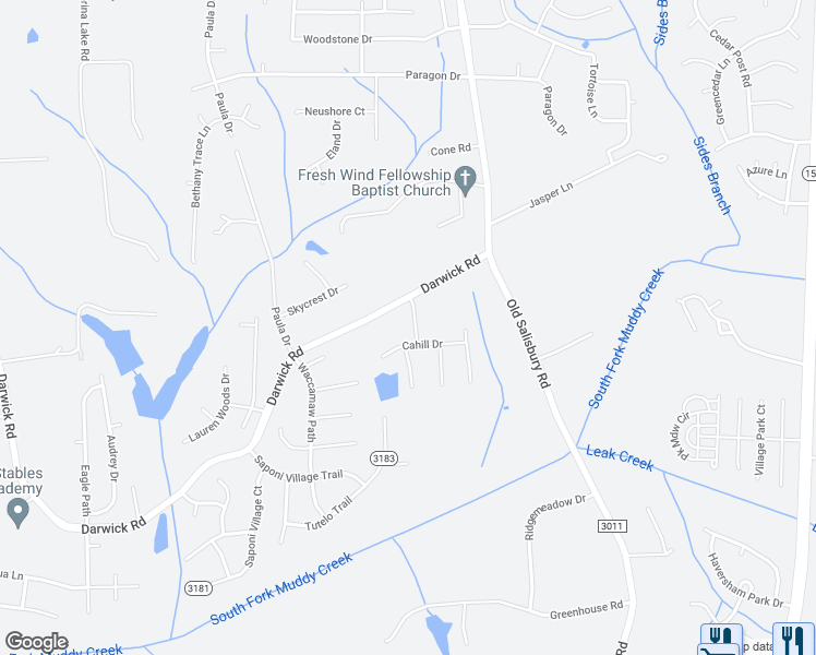 map of restaurants, bars, coffee shops, grocery stores, and more near 3040 Kaymoore Drive in Winston-Salem