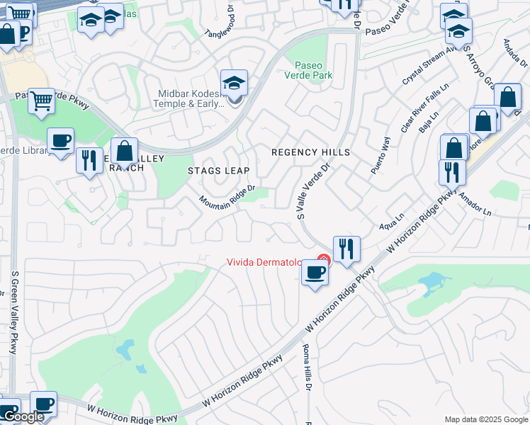 map of restaurants, bars, coffee shops, grocery stores, and more near 1891 Desert Forest Way in Henderson