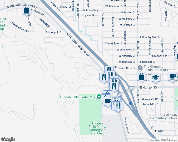 map of restaurants, bars, coffee shops, grocery stores, and more near 231 West Horizon Ridge Parkway in Henderson