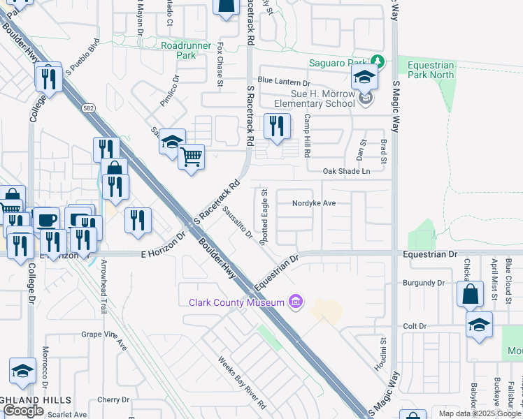 map of restaurants, bars, coffee shops, grocery stores, and more near 741 Spotted Eagle Street in Henderson