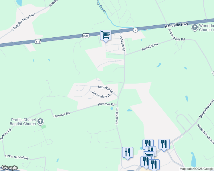 map of restaurants, bars, coffee shops, grocery stores, and more near 7546 Palmer Lane in Knoxville