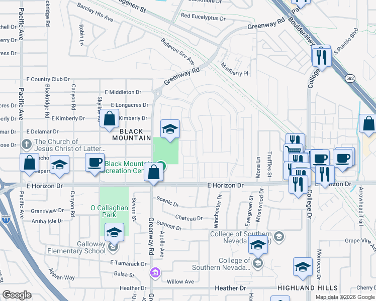 map of restaurants, bars, coffee shops, grocery stores, and more near 331 Laurel Peak Drive in Henderson