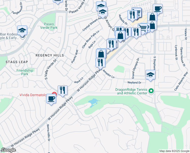 map of restaurants, bars, coffee shops, grocery stores, and more near 373 Red Snap Dragon Lane in Henderson
