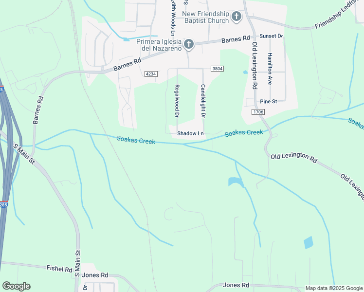 map of restaurants, bars, coffee shops, grocery stores, and more near 520 Shadow Lane in Winston-Salem