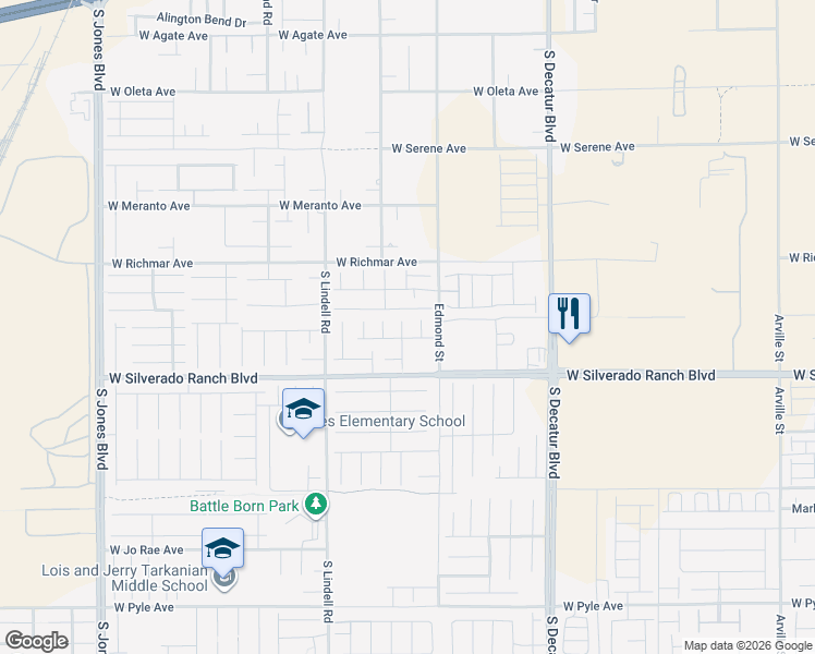 map of restaurants, bars, coffee shops, grocery stores, and more near 9622 Monarch Grove Street in Las Vegas
