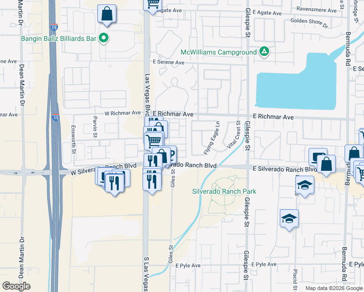 map of restaurants, bars, coffee shops, grocery stores, and more near 9639 Withering Pine Street in Las Vegas
