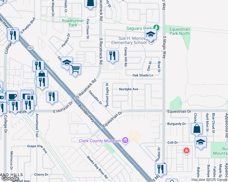 map of restaurants, bars, coffee shops, grocery stores, and more near 1063 Nordyke Avenue in Henderson