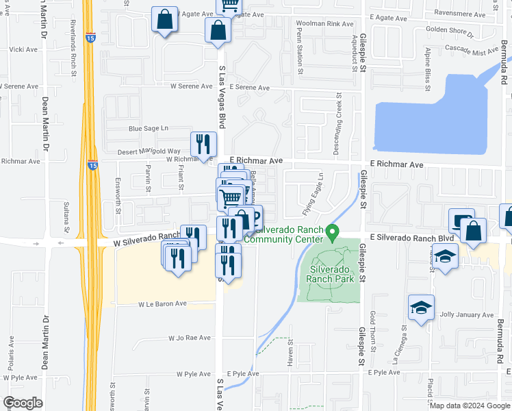 map of restaurants, bars, coffee shops, grocery stores, and more near 51 Belle Maison Avenue in Las Vegas