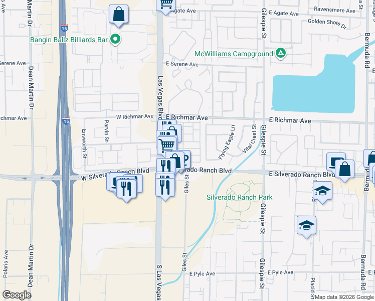 map of restaurants, bars, coffee shops, grocery stores, and more near 55 Belle Maison Avenue in Las Vegas