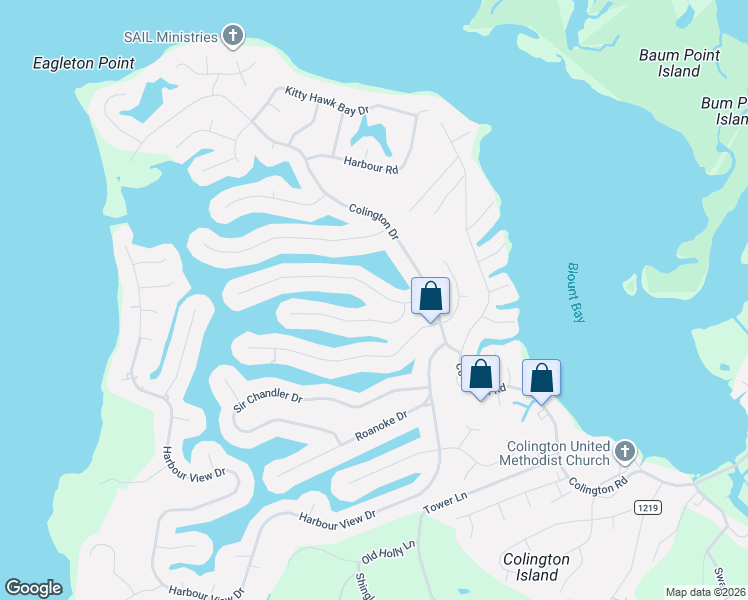 map of restaurants, bars, coffee shops, grocery stores, and more near 213 Soundview Dr in Kill Devil Hills