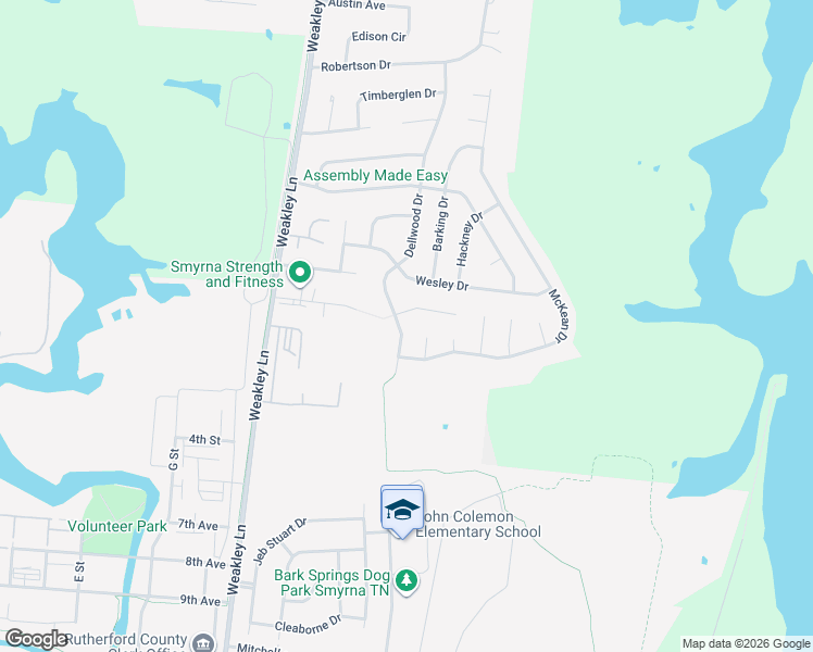 map of restaurants, bars, coffee shops, grocery stores, and more near 731 Dellwood Drive in Smyrna