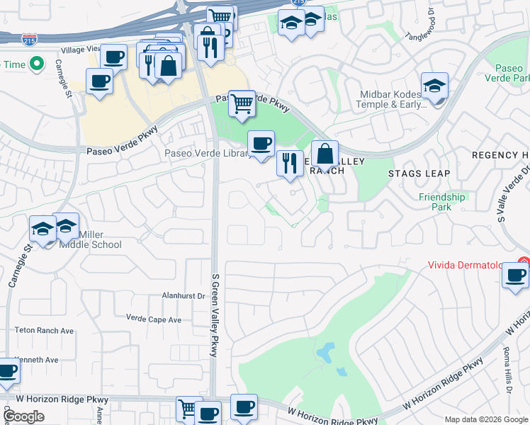 map of restaurants, bars, coffee shops, grocery stores, and more near 330 Doe Run Cir in Henderson