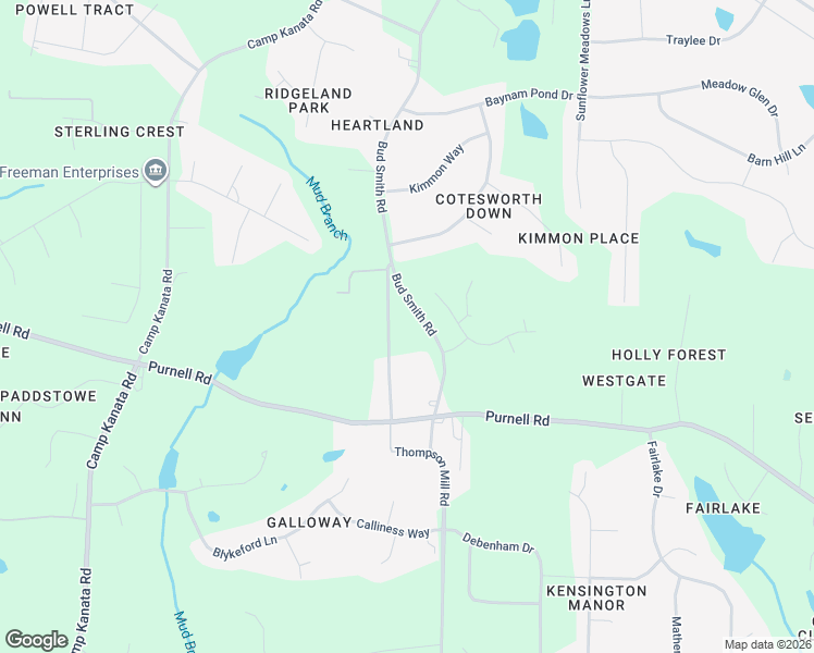 map of restaurants, bars, coffee shops, grocery stores, and more near 8917 Thompson Mill Road in Wake Forest