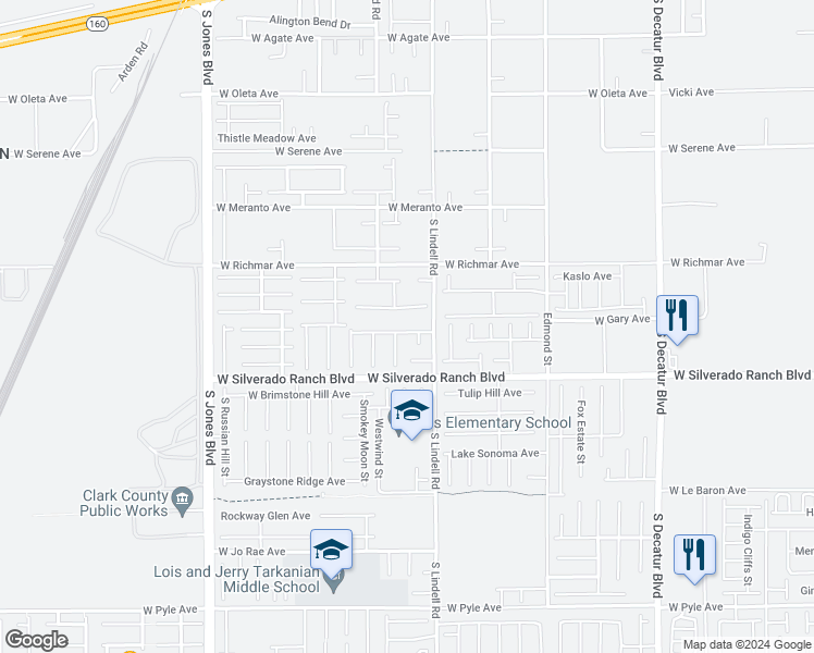 map of restaurants, bars, coffee shops, grocery stores, and more near 5562 West Yarra Valley Avenue in Las Vegas