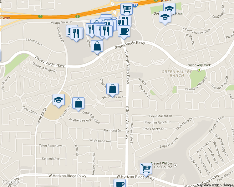 map of restaurants, bars, coffee shops, grocery stores, and more near 2265 Chestnut Bluffs Avenue in Henderson