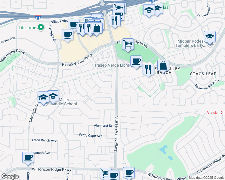 map of restaurants, bars, coffee shops, grocery stores, and more near 2255 Chestnut Bluffs Avenue in Henderson