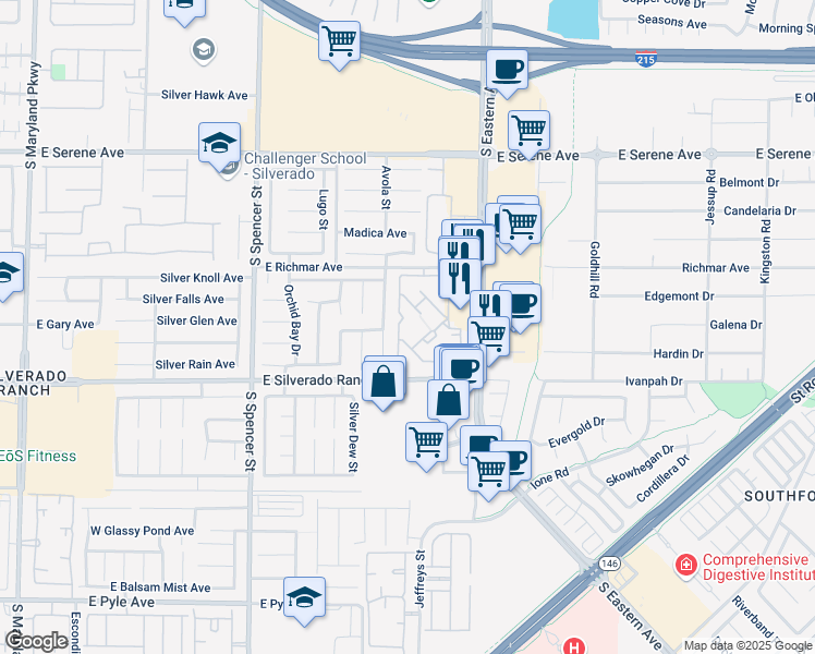 map of restaurants, bars, coffee shops, grocery stores, and more near in Las Vegas