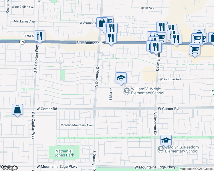 map of restaurants, bars, coffee shops, grocery stores, and more near 8523 Hoboken Flats Avenue in Las Vegas