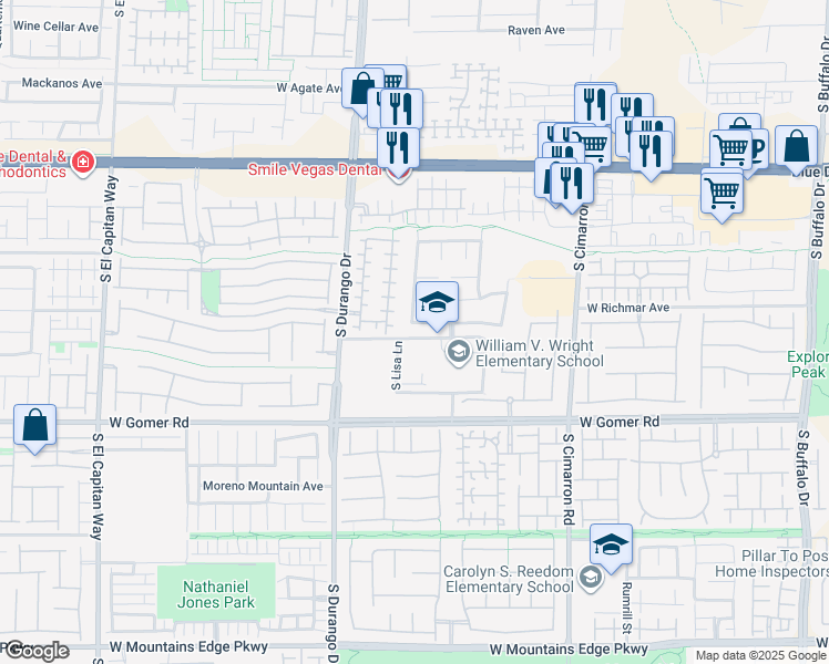 map of restaurants, bars, coffee shops, grocery stores, and more near 8493 Gardena Hills Avenue in Las Vegas