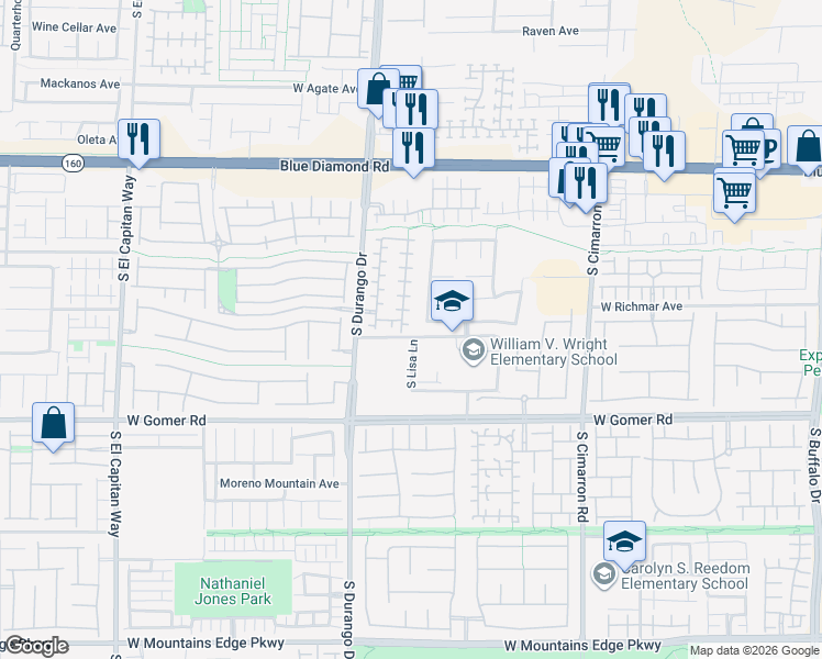 map of restaurants, bars, coffee shops, grocery stores, and more near 8523 Hoboken Flats Avenue in Las Vegas