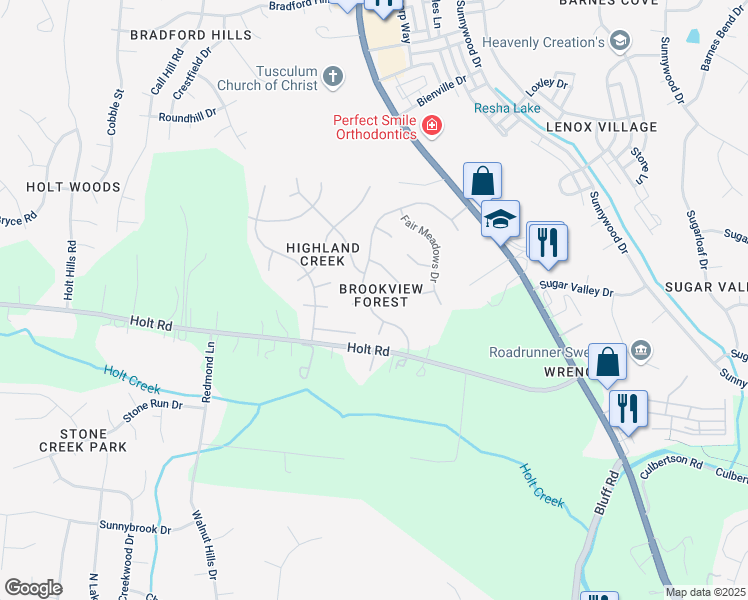 map of restaurants, bars, coffee shops, grocery stores, and more near 3044 Brookview Forest Drive in Nashville