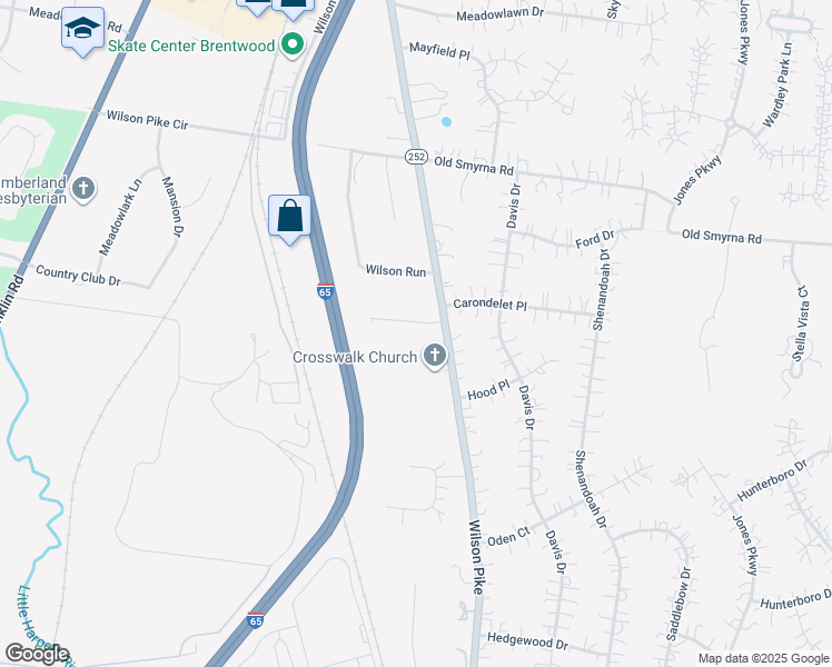 map of restaurants, bars, coffee shops, grocery stores, and more near 8907 Palmer Way in Brentwood