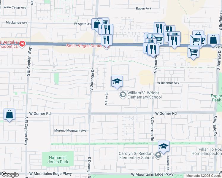 map of restaurants, bars, coffee shops, grocery stores, and more near 8493 Gardena Hills Avenue in Las Vegas