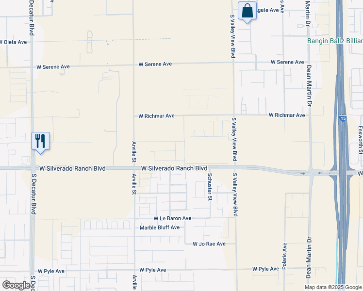 map of restaurants, bars, coffee shops, grocery stores, and more near 9613 Hinson Street in Las Vegas