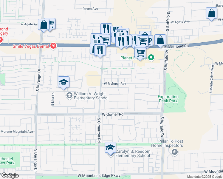 map of restaurants, bars, coffee shops, grocery stores, and more near 8127 Dolce Volpe Avenue in Las Vegas