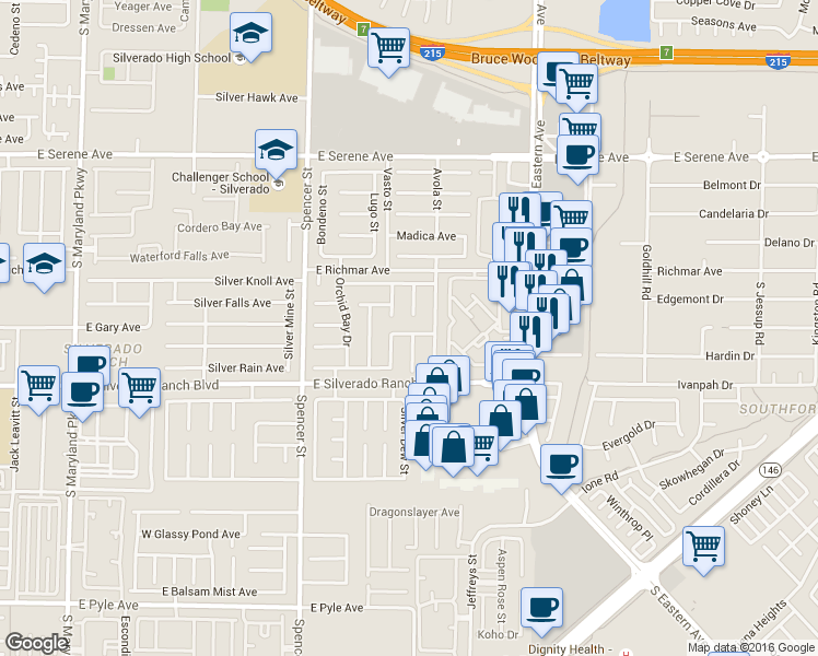 map of restaurants, bars, coffee shops, grocery stores, and more near 2080 Gypsy Bell Ave in Las Vegas