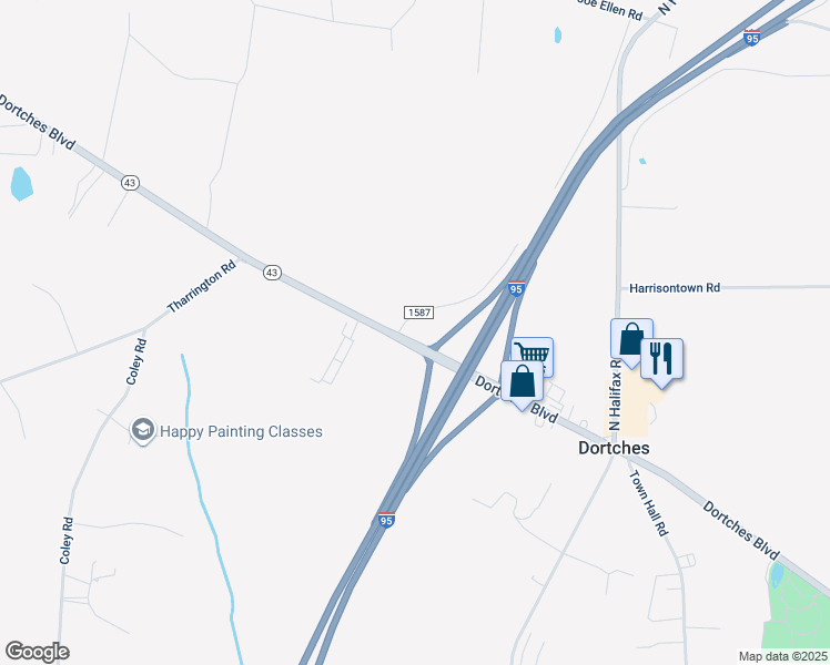 map of restaurants, bars, coffee shops, grocery stores, and more near 5413 Dortches Boulevard in Rocky Mount
