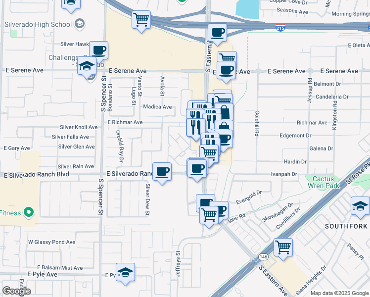 map of restaurants, bars, coffee shops, grocery stores, and more near in Las Vegas