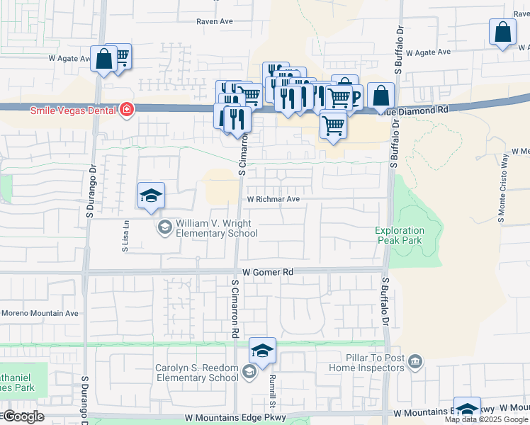 map of restaurants, bars, coffee shops, grocery stores, and more near 8127 Dolce Volpe Avenue in Las Vegas