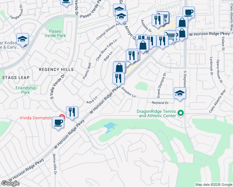 map of restaurants, bars, coffee shops, grocery stores, and more near 1648 Orange Daisy Place in Henderson