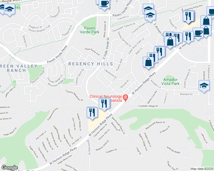 map of restaurants, bars, coffee shops, grocery stores, and more near 297 Gingerbread Street in Henderson