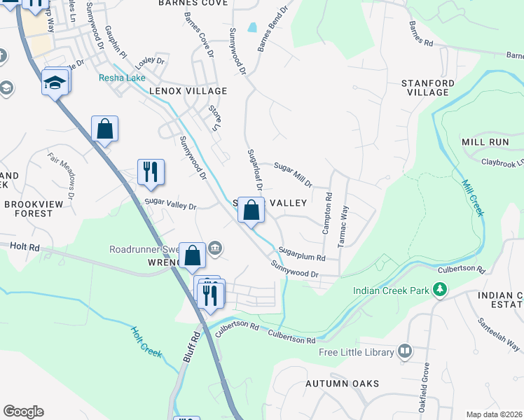 map of restaurants, bars, coffee shops, grocery stores, and more near 7245 Sugarloaf Drive in Nashville