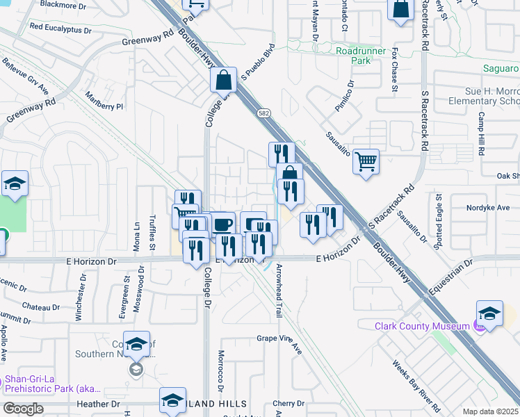 map of restaurants, bars, coffee shops, grocery stores, and more near 768 Lawrence Drive in Henderson