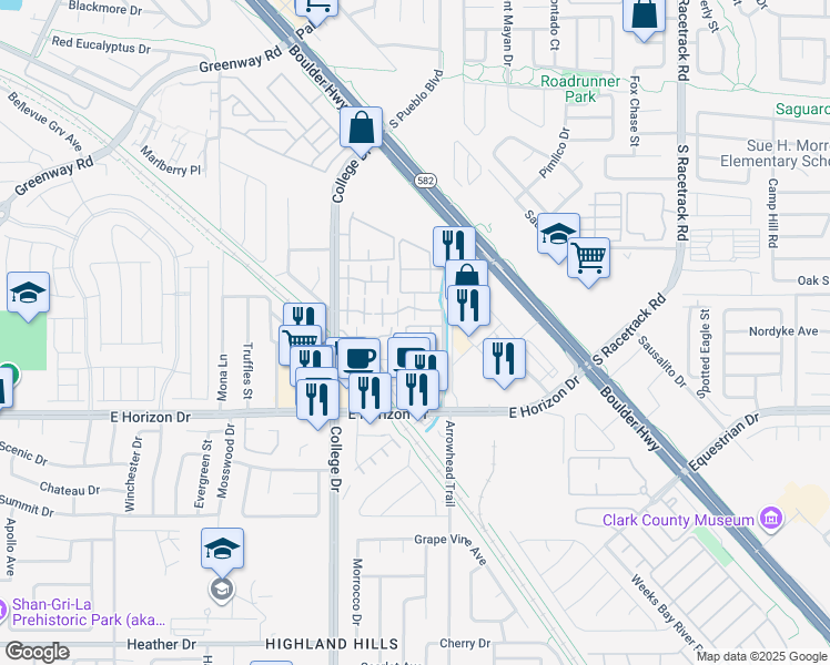 map of restaurants, bars, coffee shops, grocery stores, and more near 764 Lawrence Drive in Henderson