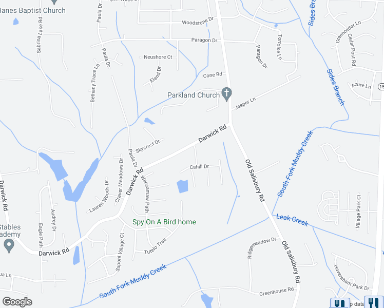 map of restaurants, bars, coffee shops, grocery stores, and more near 3020 Kaymoore Drive in Winston-Salem