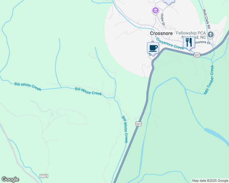 map of restaurants, bars, coffee shops, grocery stores, and more near 369 Sam Brown Lane in Newland