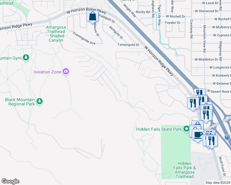 map of restaurants, bars, coffee shops, grocery stores, and more near 342 Kandinsky Court in Henderson