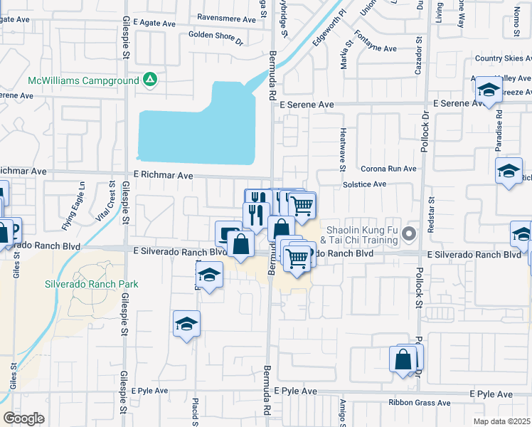 map of restaurants, bars, coffee shops, grocery stores, and more near 397 Silverado Pines Avenue in Las Vegas