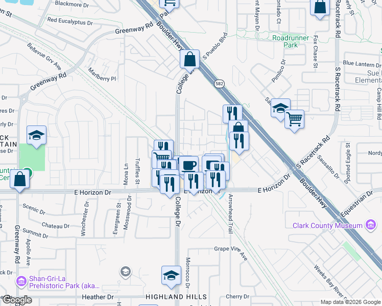 map of restaurants, bars, coffee shops, grocery stores, and more near 711 Anne Lane in Henderson
